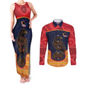 Custom Adelaide Football Club Couples Matching Tank Maxi Dress and Long Sleeve Button Shirt Crow Spirit Animal