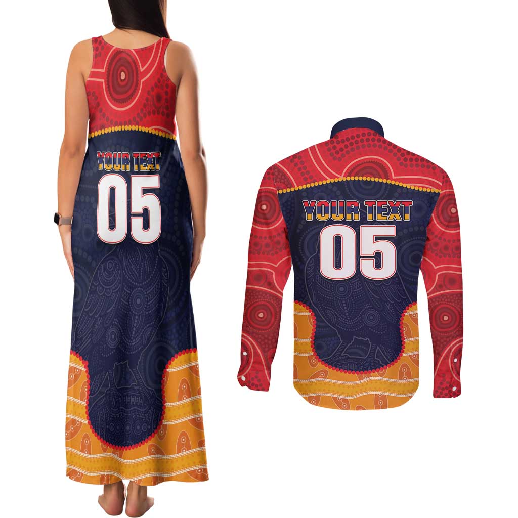 Custom Adelaide Football Club Couples Matching Tank Maxi Dress and Long Sleeve Button Shirt Crow Spirit Animal