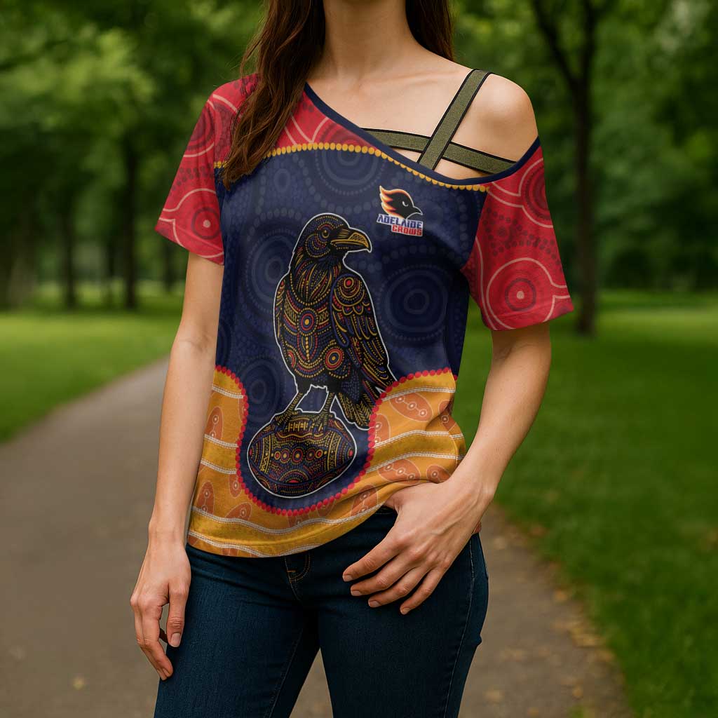 Custom Adelaide Football Club Cross Shoulder Shirt Crow Spirit Animal