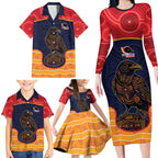 Custom Adelaide Football Club Family Matching Long Sleeve Bodycon Dress and Hawaiian Shirt Crow Spirit Animal