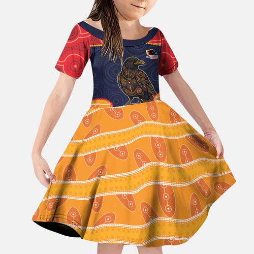 Custom Adelaide Football Club Family Matching Long Sleeve Bodycon Dress and Hawaiian Shirt Crow Spirit Animal