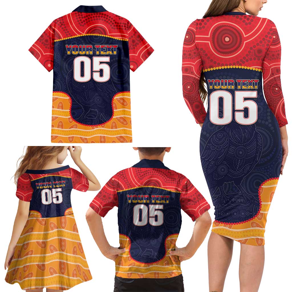 Custom Adelaide Football Club Family Matching Long Sleeve Bodycon Dress and Hawaiian Shirt Crow Spirit Animal