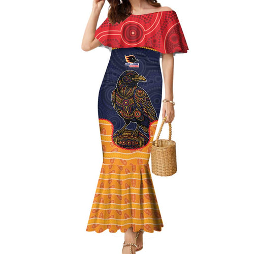 Custom Adelaide Football Club Family Matching Mermaid Dress and Hawaiian Shirt Crow Spirit Animal