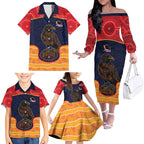Custom Adelaide Football Club Family Matching Off The Shoulder Long Sleeve Dress and Hawaiian Shirt Crow Spirit Animal