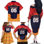 Custom Adelaide Football Club Family Matching Off The Shoulder Long Sleeve Dress and Hawaiian Shirt Crow Spirit Animal