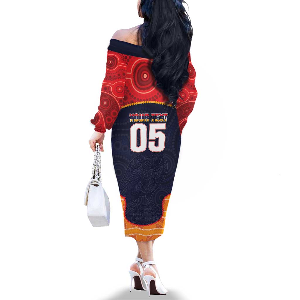 Custom Adelaide Football Club Family Matching Off The Shoulder Long Sleeve Dress and Hawaiian Shirt Crow Spirit Animal