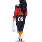 Custom Adelaide Football Club Family Matching Off The Shoulder Long Sleeve Dress and Hawaiian Shirt Crow Spirit Animal