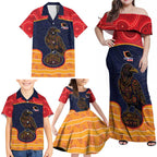 Custom Adelaide Football Club Family Matching Off Shoulder Maxi Dress and Hawaiian Shirt Crow Spirit Animal