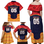 Custom Adelaide Football Club Family Matching Off Shoulder Maxi Dress and Hawaiian Shirt Crow Spirit Animal