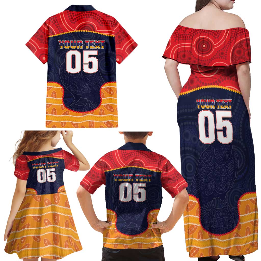 Custom Adelaide Football Club Family Matching Off Shoulder Maxi Dress and Hawaiian Shirt Crow Spirit Animal