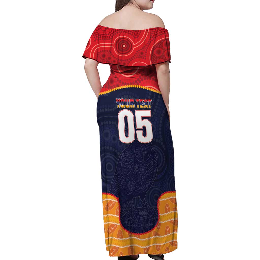Custom Adelaide Football Club Family Matching Off Shoulder Maxi Dress and Hawaiian Shirt Crow Spirit Animal