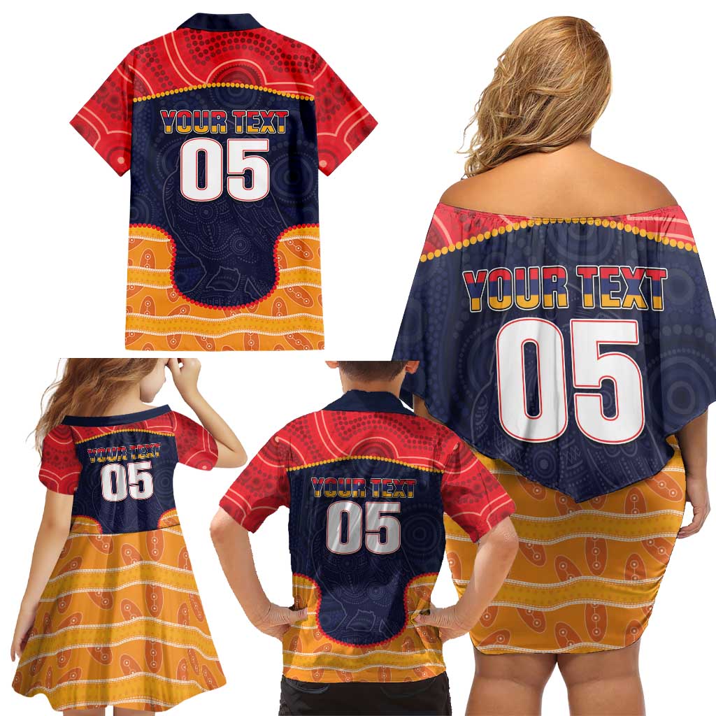 Custom Adelaide Football Club Family Matching Off Shoulder Short Dress and Hawaiian Shirt Crow Spirit Animal