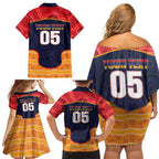 Custom Adelaide Football Club Family Matching Off Shoulder Short Dress and Hawaiian Shirt Crow Spirit Animal