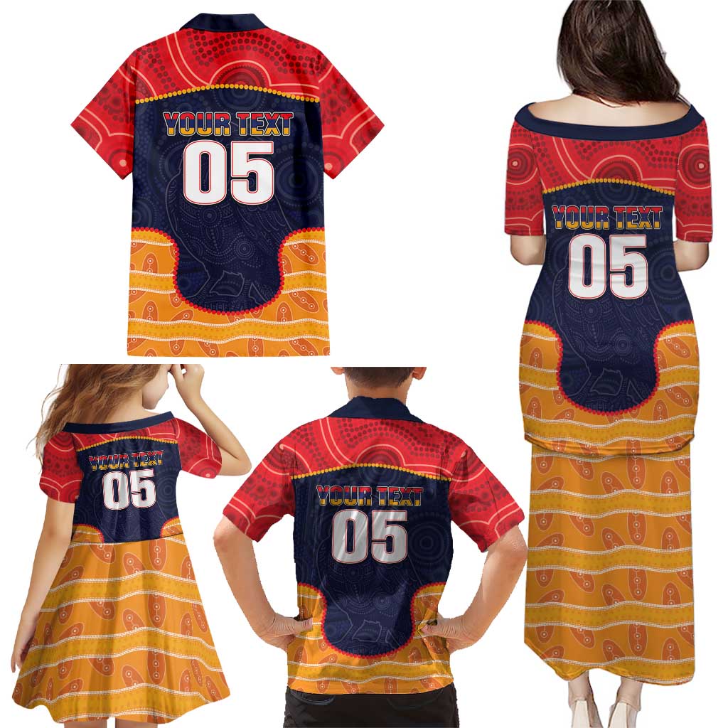Custom Adelaide Football Club Family Matching Puletasi and Hawaiian Shirt Crow Spirit Animal