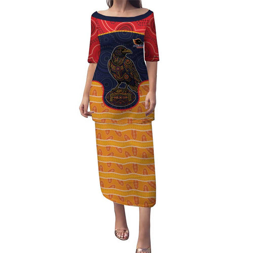 Custom Adelaide Football Club Family Matching Puletasi and Hawaiian Shirt Crow Spirit Animal