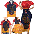 Custom Adelaide Football Club Family Matching Short Sleeve Bodycon Dress and Hawaiian Shirt Crow Spirit Animal