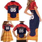 Custom Adelaide Football Club Family Matching Short Sleeve Bodycon Dress and Hawaiian Shirt Crow Spirit Animal