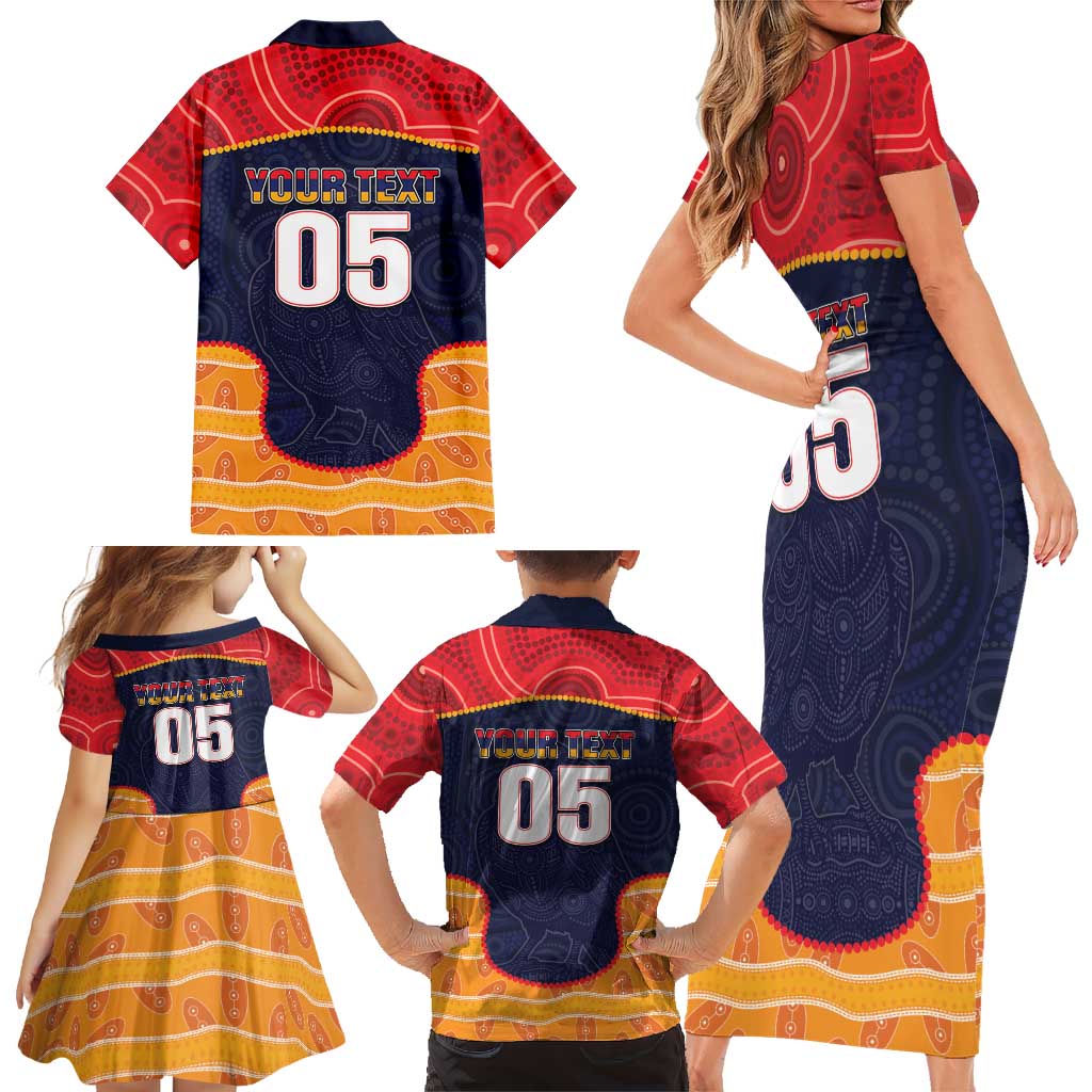 Custom Adelaide Football Club Family Matching Short Sleeve Bodycon Dress and Hawaiian Shirt Crow Spirit Animal