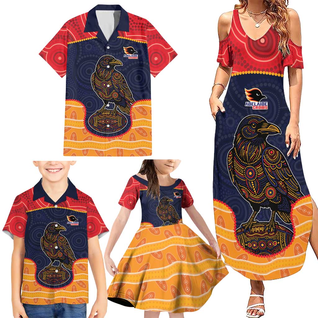 Custom Adelaide Football Club Family Matching Summer Maxi Dress and Hawaiian Shirt Crow Spirit Animal