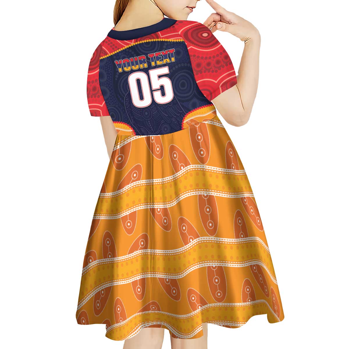 Custom Adelaide Football Club Kid Short Sleeve Dress Crow Spirit Animal