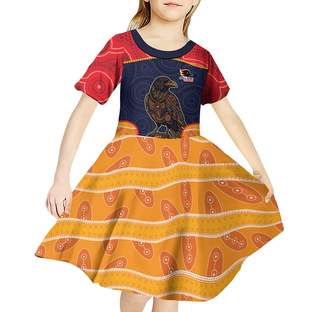 Custom Adelaide Football Club Kid Short Sleeve Dress Crow Spirit Animal