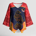 Custom Adelaide Football Club Kimono Sleeve Blouse Crow Spirit Animal