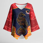Custom Adelaide Football Club Kimono Sleeve Blouse Crow Spirit Animal