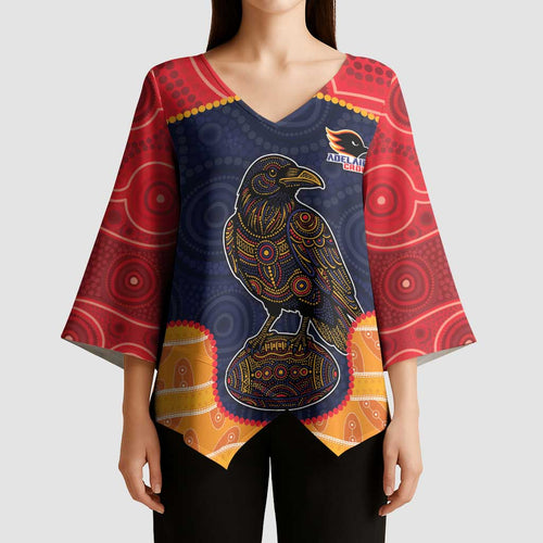 Custom Adelaide Football Club Kimono Sleeve Blouse Crow Spirit Animal