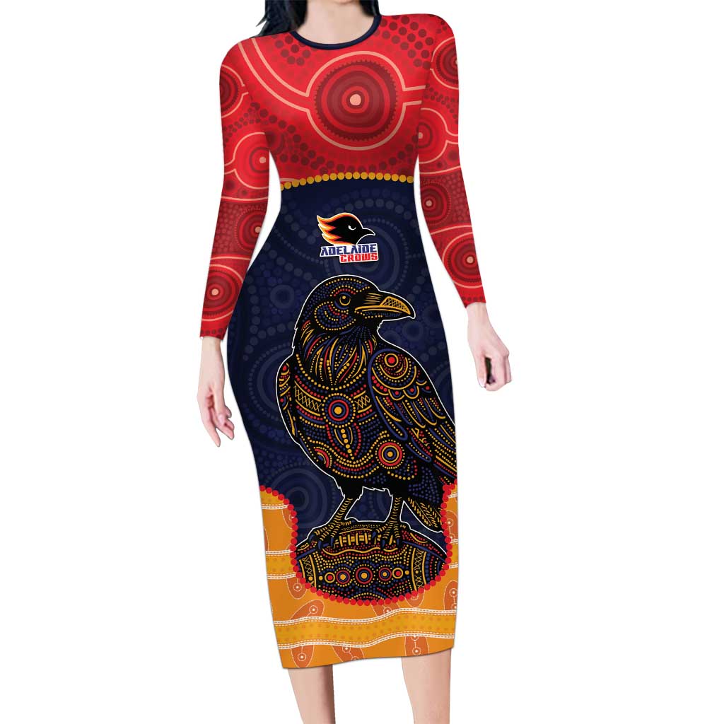 Custom Adelaide Football Club Long Sleeve Bodycon Dress Crow Spirit Animal