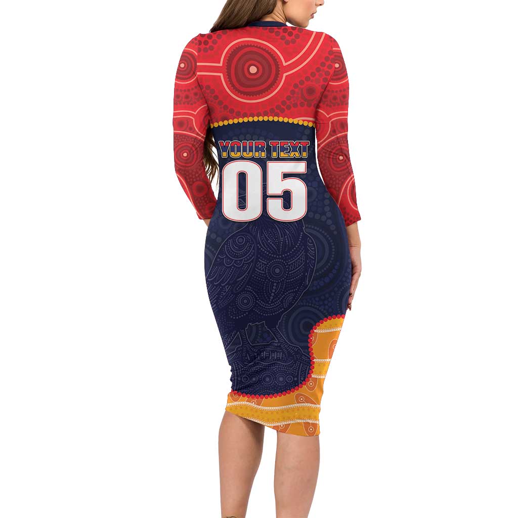 Custom Adelaide Football Club Long Sleeve Bodycon Dress Crow Spirit Animal
