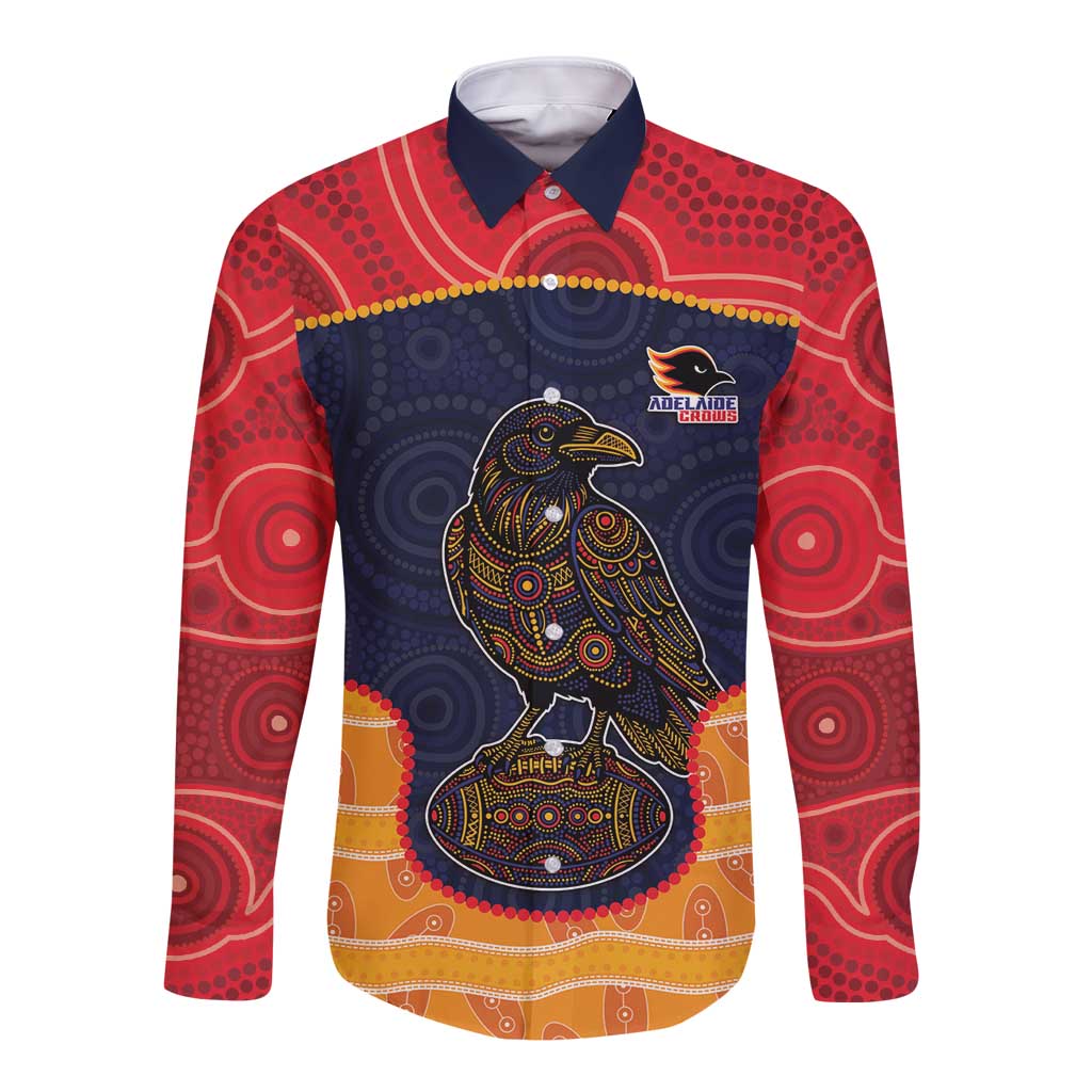 Custom Adelaide Football Club Long Sleeve Button Shirt Crow Spirit Animal