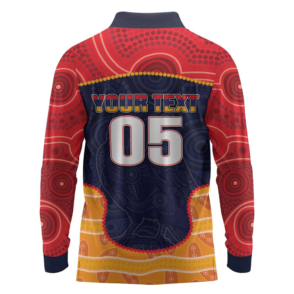 Custom Adelaide Football Club Long Sleeve Polo Shirt Crow Spirit Animal