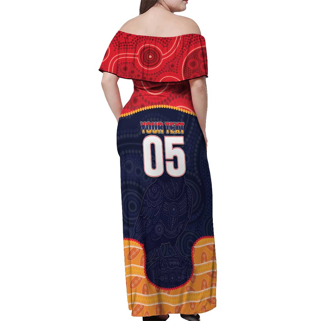 Custom Adelaide Football Club Off Shoulder Maxi Dress Crow Spirit Animal