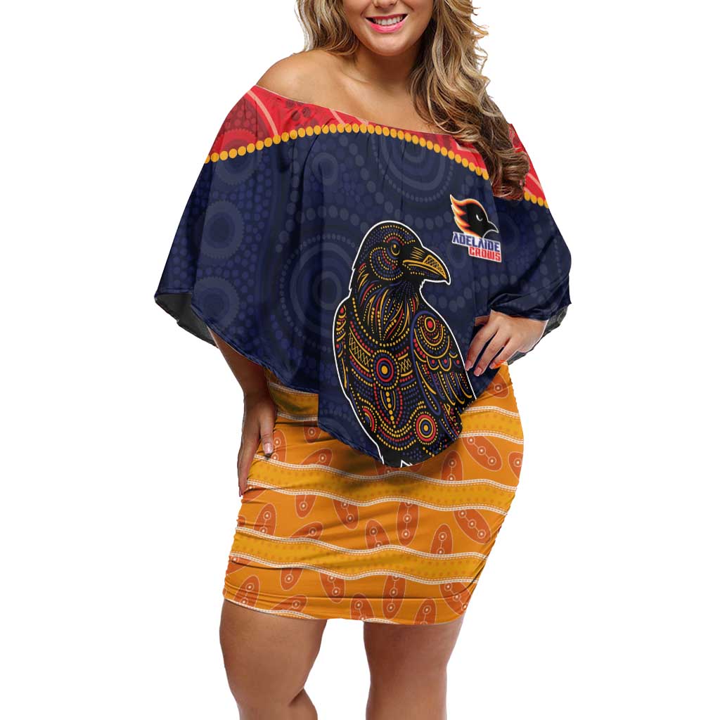 Custom Adelaide Football Club Off Shoulder Short Dress Crow Spirit Animal