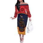 Custom Adelaide Football Club Off The Shoulder Long Sleeve Dress Crow Spirit Animal