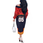 Custom Adelaide Football Club Off The Shoulder Long Sleeve Dress Crow Spirit Animal