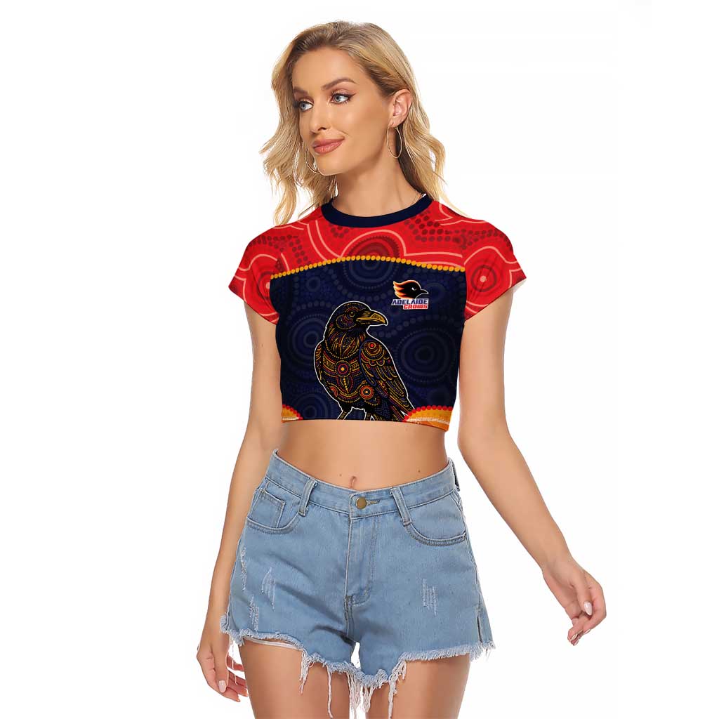 Custom Adelaide Football Club Raglan Cropped T Shirt Crow Spirit Animal