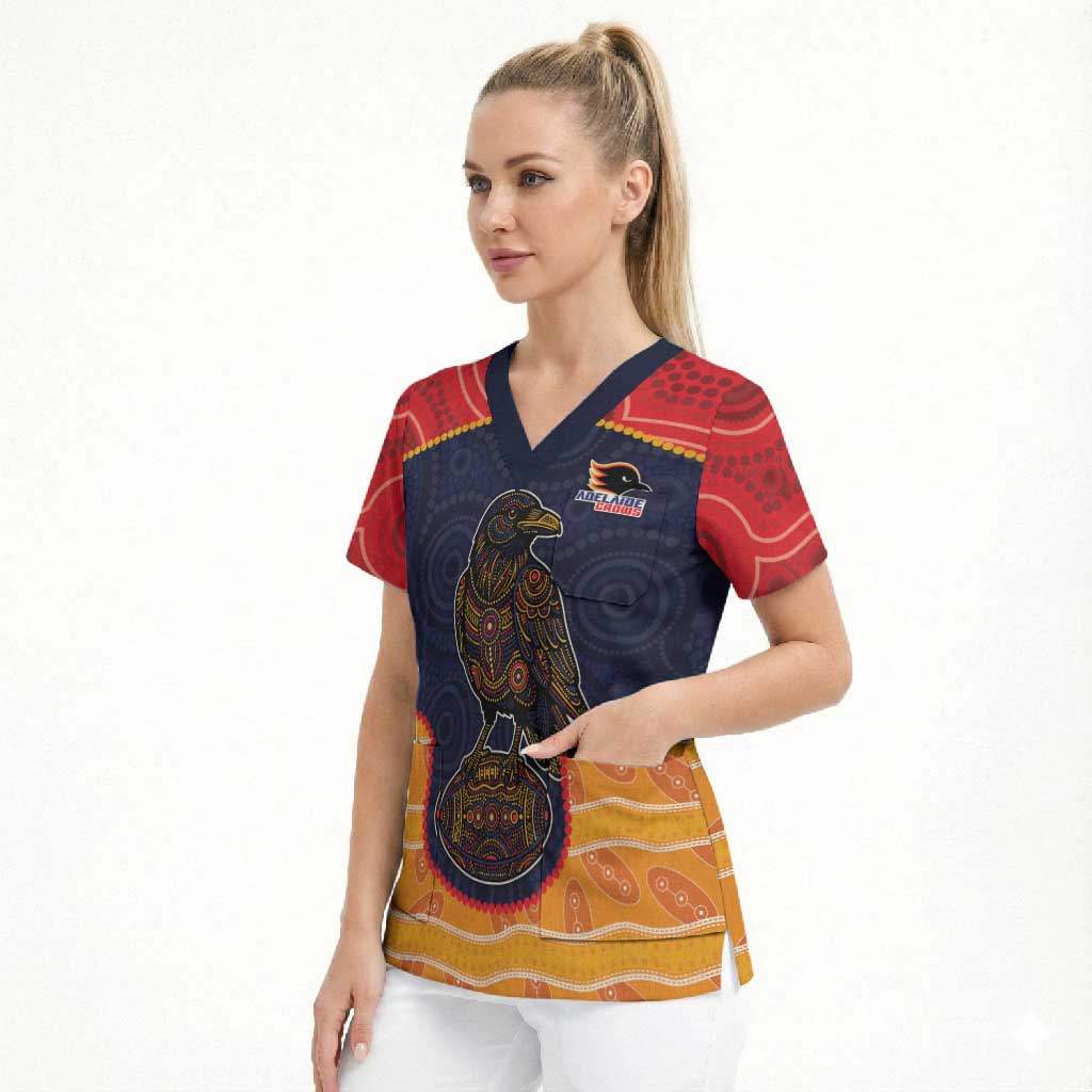 Custom Adelaide Football Club Scrub Top Crow Spirit Animal