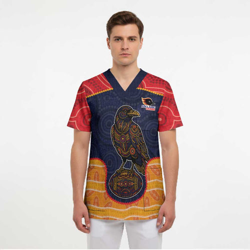 Custom Adelaide Football Club Scrub Top Crow Spirit Animal