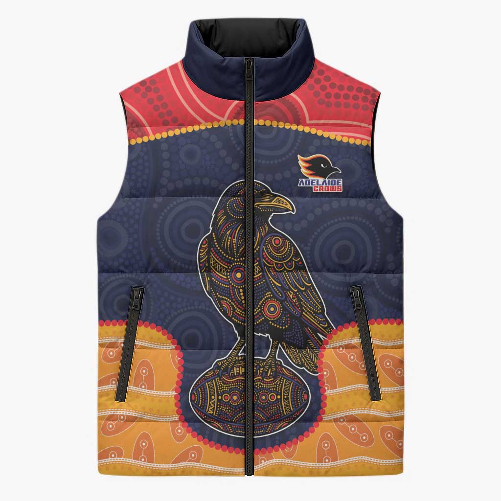 Custom Adelaide Football Club Sleeveless Puffer Jacket Crow Spirit Animal