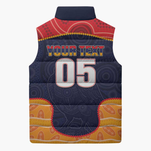 Custom Adelaide Football Club Sleeveless Puffer Jacket Crow Spirit Animal