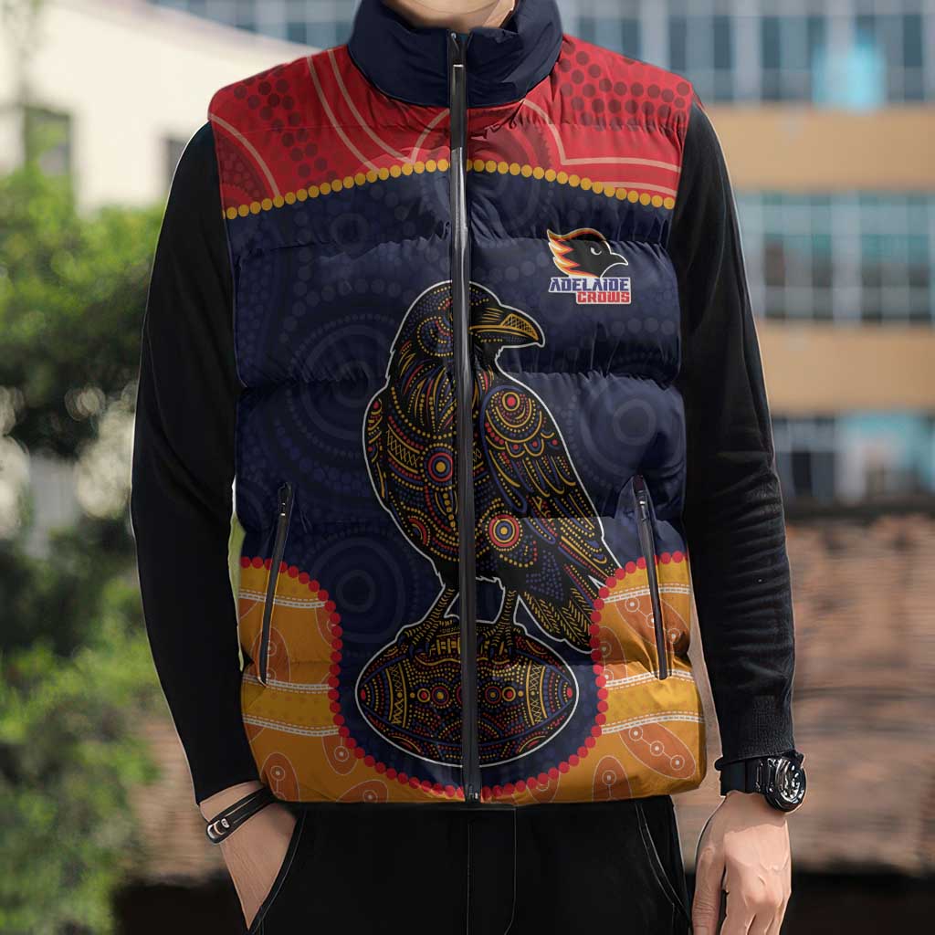 Custom Adelaide Football Club Sleeveless Puffer Jacket Crow Spirit Animal