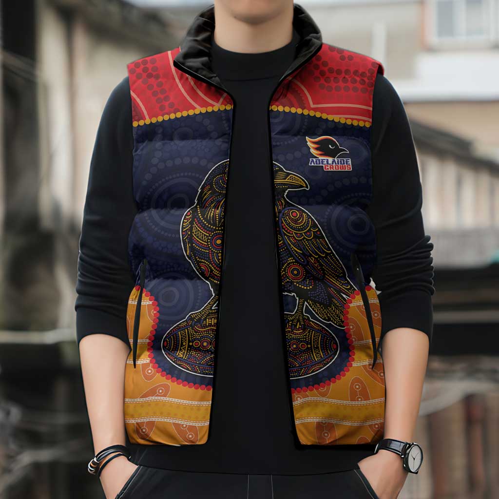 Custom Adelaide Football Club Sleeveless Puffer Jacket Crow Spirit Animal