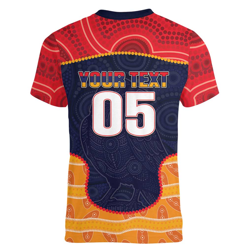 Custom Adelaide Football Club Women V-Neck T-Shirt Crow Spirit Animal