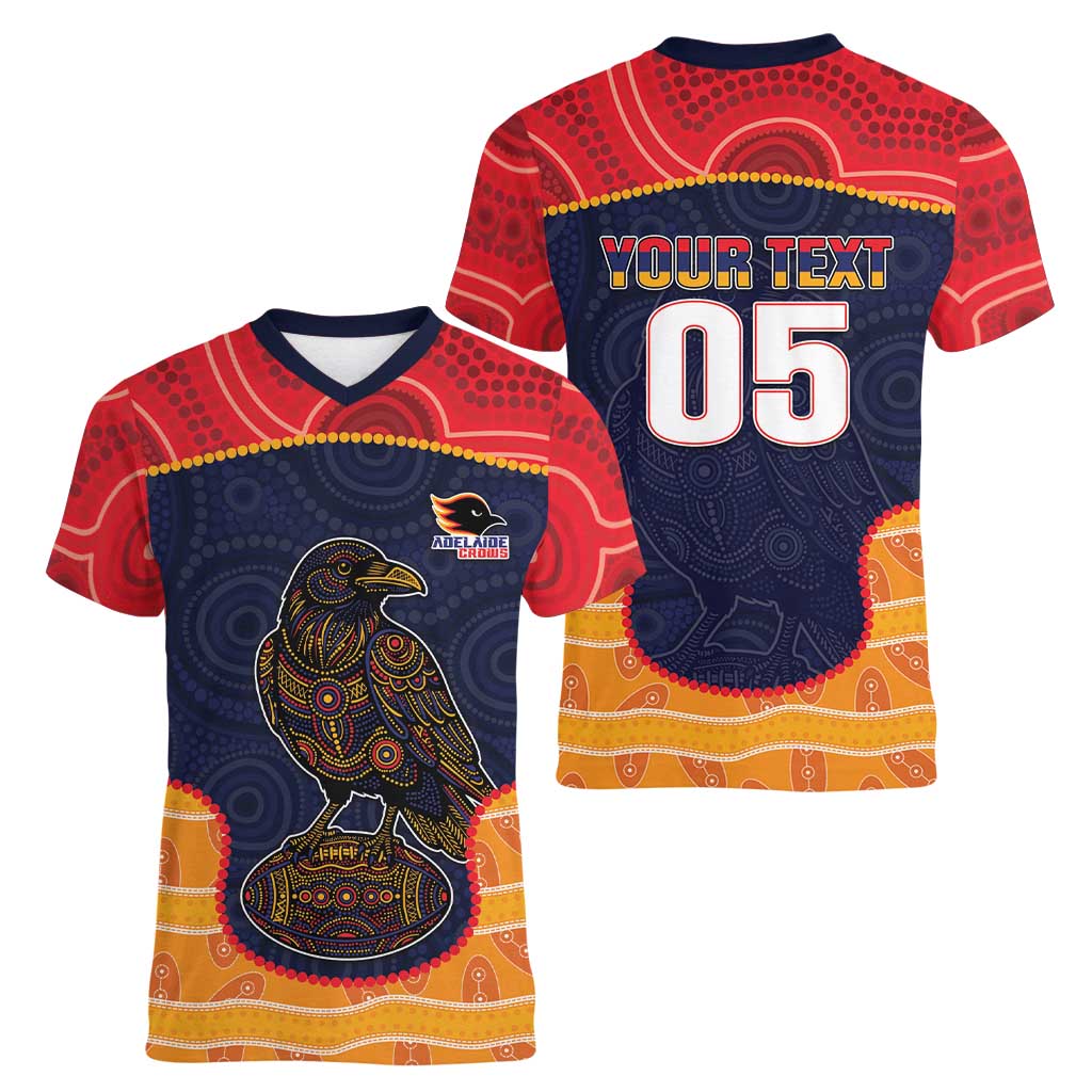Custom Adelaide Football Club Women V-Neck T-Shirt Crow Spirit Animal