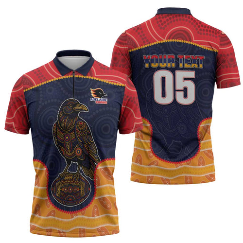 Custom Adelaide Football Club Zipper Polo Shirt Crow Spirit Animal
