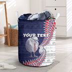 Personalised New Zealand Father's Day Laundry Basket Daddy Kiwi Bird Silver Ferns
