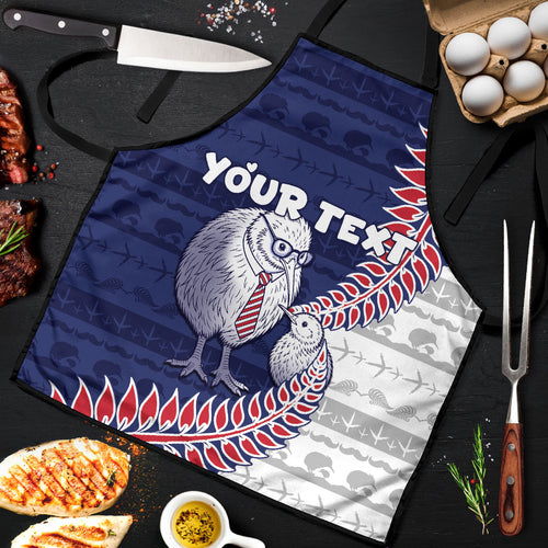Personalised New Zealand Father's Day Apron Daddy Kiwi Bird Silver Ferns