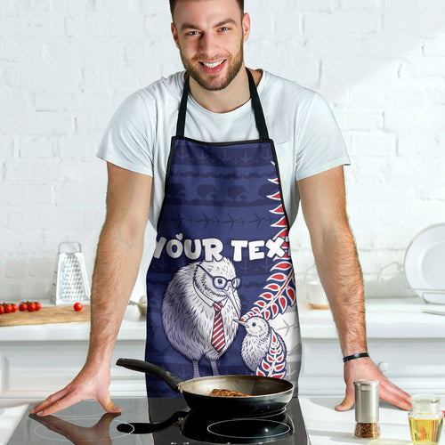 Personalised New Zealand Father's Day Apron Daddy Kiwi Bird Silver Ferns