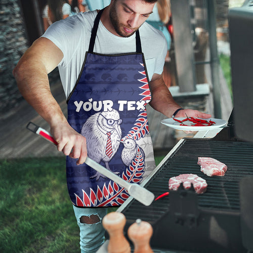 Personalised New Zealand Father's Day Apron Daddy Kiwi Bird Silver Ferns
